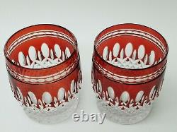 2 Waterford Crystal Double Old Fashioned Clarendon Ruby Glasses Free Shipping
