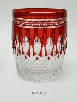 2 Waterford Crystal Double Old Fashioned Clarendon Ruby Glasses Free Shipping