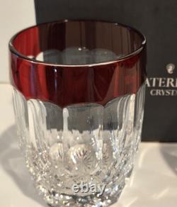 2 Waterford Crystal Double Old Fashioned Simply Red Cased Glasses