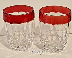 2 Waterford Crystal Double Old Fashioned Simply Red Cased Glasses