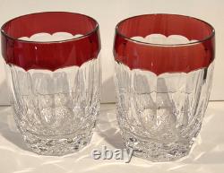 2 Waterford Crystal Double Old Fashioned Simply Red Cased Glasses