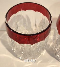 2 Waterford Crystal Double Old Fashioned Simply Red Cased Glasses