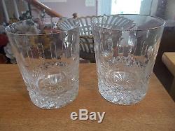 2 Waterford Crystal HAPPY BIRTHDAY Double Old Fashioned Glasses-Candles