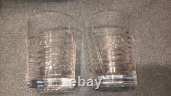 2 Waterford Crystal HTF Spirit of America Flags Double Old Fashioned Glasses EX