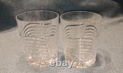 2 Waterford Crystal HTF Spirit of America Flags Double Old Fashioned Glasses EX