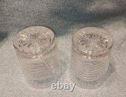 2 Waterford Crystal HTF Spirit of America Flags Double Old Fashioned Glasses EX
