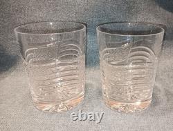 2 Waterford Crystal HTF Spirit of America Flags Double Old Fashioned Glasses EX