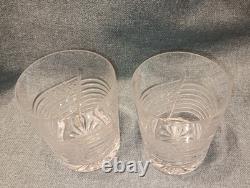 2 Waterford Crystal HTF Spirit of America Flags Double Old Fashioned Glasses EX