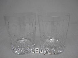 2 Waterford Crystal Happy Birthday 4 1/4 Double Old Fashioned Glasses Excellent