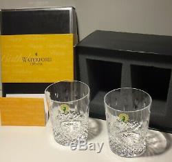 2 Waterford Crystal Happy Birthday Double Old Fashioned Tumbler Glasses 4 3/8