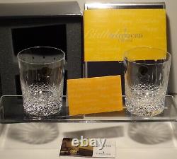 2 Waterford Crystal Happy Birthday Double Old Fashioned Tumbler Glasses 4 3/8