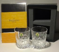 2 Waterford Crystal Happy Birthday Double Old Fashioned Tumbler Glasses 4 3/8