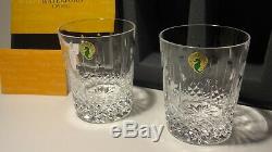 2 Waterford Crystal Happy Birthday Double Old Fashioned Tumbler Glasses 4 3/8