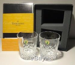 2 Waterford Crystal Happy Birthday Double Old Fashioned Tumbler Glasses 4 3/8