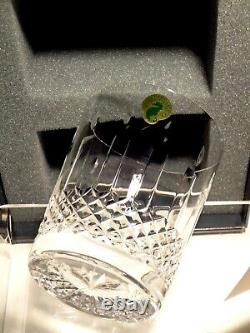 2 Waterford Crystal Happy Birthday Double Old Fashioned Tumbler Glasses 4 3/8