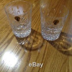 2 Waterford Crystal Happy Birthday Double Old Fashioned Tumbler Glasses Signed