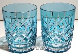 2 Waterford Crystal Lismore Double Old Fashioned Glasses Aqua