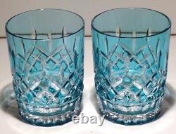 2 Waterford Crystal Lismore Double Old Fashioned Glasses Aqua