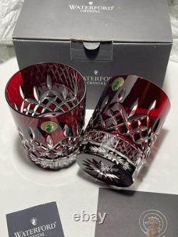 2 Waterford Crystal Lismore Ruby Red Double Old Fashioned Tumbler Glasses 4 3/8