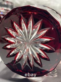2 Waterford Crystal Lismore Ruby Red Double Old Fashioned Tumbler Glasses 4 3/8