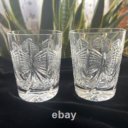 2 Waterford Crystal Millennium Whiskey Double Old Fashioned Happiness Glasses