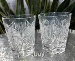 2 Waterford Crystal Millennium Whiskey Double Old Fashioned Happiness Glasses