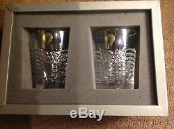 2 Waterford Crystal SPIRIT OF AMERICA USA FLAG DOUBLE OLD FASHIONED GLASSES