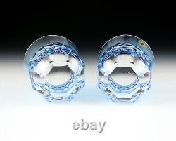 2 Waterford Crystal Simply Pastel Blue Double Old Fashioned Tumblers Cut Glass