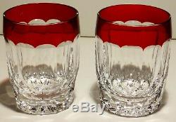 2 Waterford Crystal Simply Red Double Old Fashioned Glasses 4 1/4