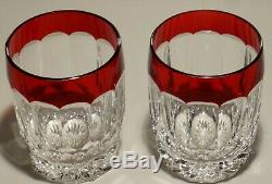 2 Waterford Crystal Simply Red Double Old Fashioned Glasses 4 1/4