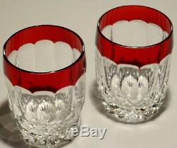 2 Waterford Crystal Simply Red Double Old Fashioned Glasses 4 1/4