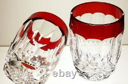 2 Waterford Crystal Simply Red Double Old Fashioned Glasses 4 1/4