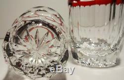 2 Waterford Crystal Simply Red Double Old Fashioned Glasses 4 1/4