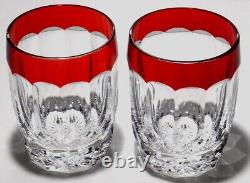 2 Waterford Crystal Simply Red Double Old Fashioned Glasses Ruby Red
