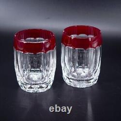 2 Waterford Crystal Simply Red Double Old Fashioned Glasses Ruby Red