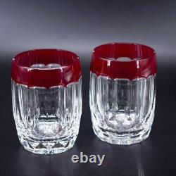 2 Waterford Crystal Simply Red Double Old Fashioned Glasses Ruby Red