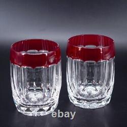 2 Waterford Crystal Simply Red Double Old Fashioned Glasses Ruby Red
