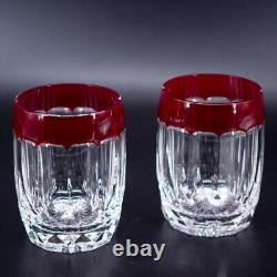 2 Waterford Crystal Simply Red Double Old Fashioned Glasses Ruby Red
