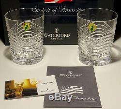 2 Waterford Crystal Spirit Of America Double Old Fashioned Tumbler Glasses