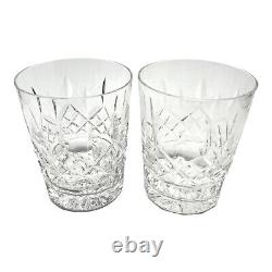 2 Waterford Cyrstal Lismore Tall Double Old Fashioned Glasses