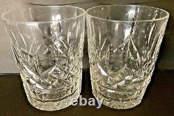 2 Waterford Lismore 4 3/8 Double Old Fashioned Whiskey Glasses Irish Crystal