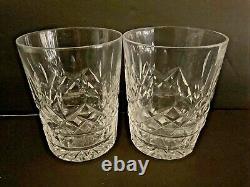 2 Waterford Lismore 4 3/8 Double Old Fashioned Whiskey Glasses Irish Crystal