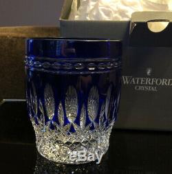 2 Waterford Lismore Cobalt Blue Double Old Fashioned