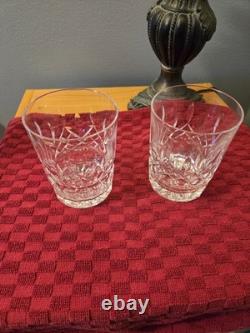 2 Waterford Lismore Double Old Fashion Rocks Whiskey Glasses 14oz Free Shipping