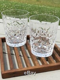 2 Waterford Lismore Double Old Fashioned Cut Crystal Glass Rocks Tumblers 12 oz