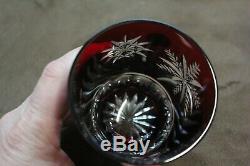 2 Waterford Ruby Red & Clear Snow Crystals Double Old Fashioned Glasses