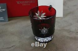 2 Waterford Ruby Red & Clear Snow Crystals Double Old Fashioned Glasses