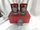 2 Waterford Ruby Red & Clear Snow Crystals Double Old Fashioned Glasses Mib