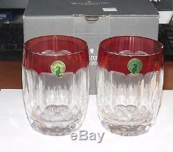 2 Waterford Simply Red Double Old Fashioned Glasses NIB