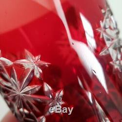 2 Waterford Snow Crystals Ruby Red Double Old Fashioned DOF Glasses Box Labels